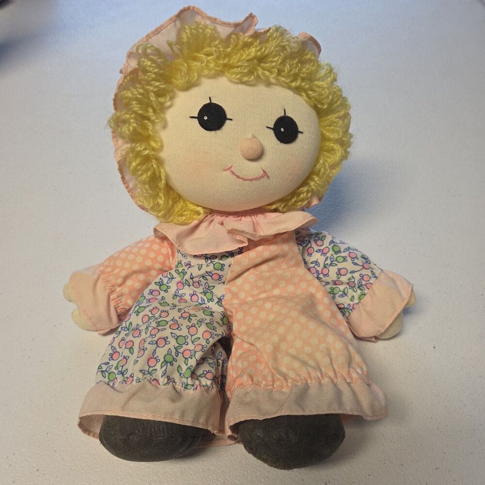 Vintage Dakin Clown Doll 1981 Made in Korea Floral Cloth Polka Dot